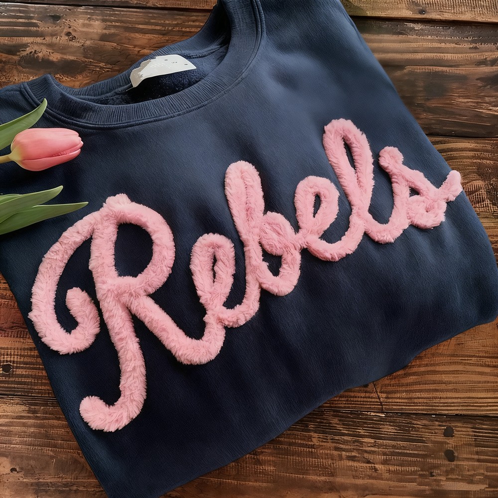 Game Day Custom Chenille Yarn Embroidered Team Sport Sweatshirt Fuzzy Letter School Spirit Shirt