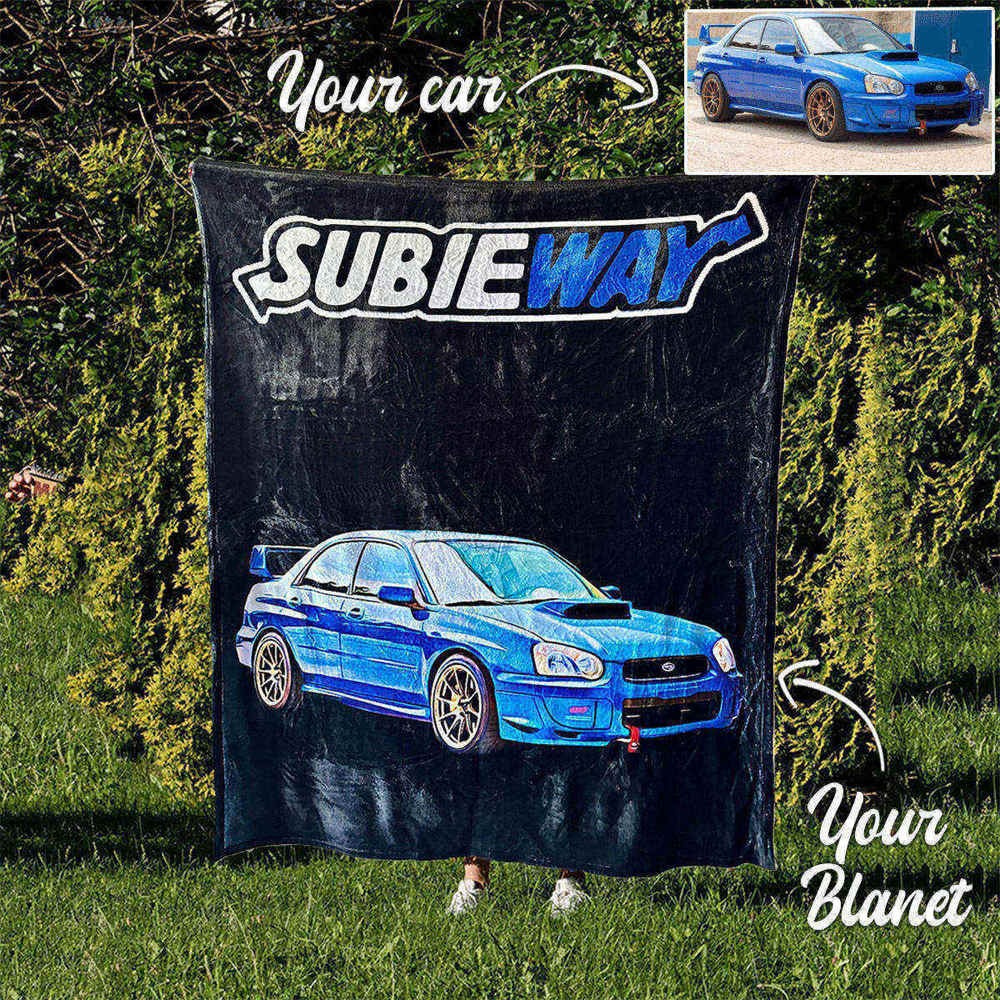 Personalized Subieway Car Fleece Blanket For Valentine's Day