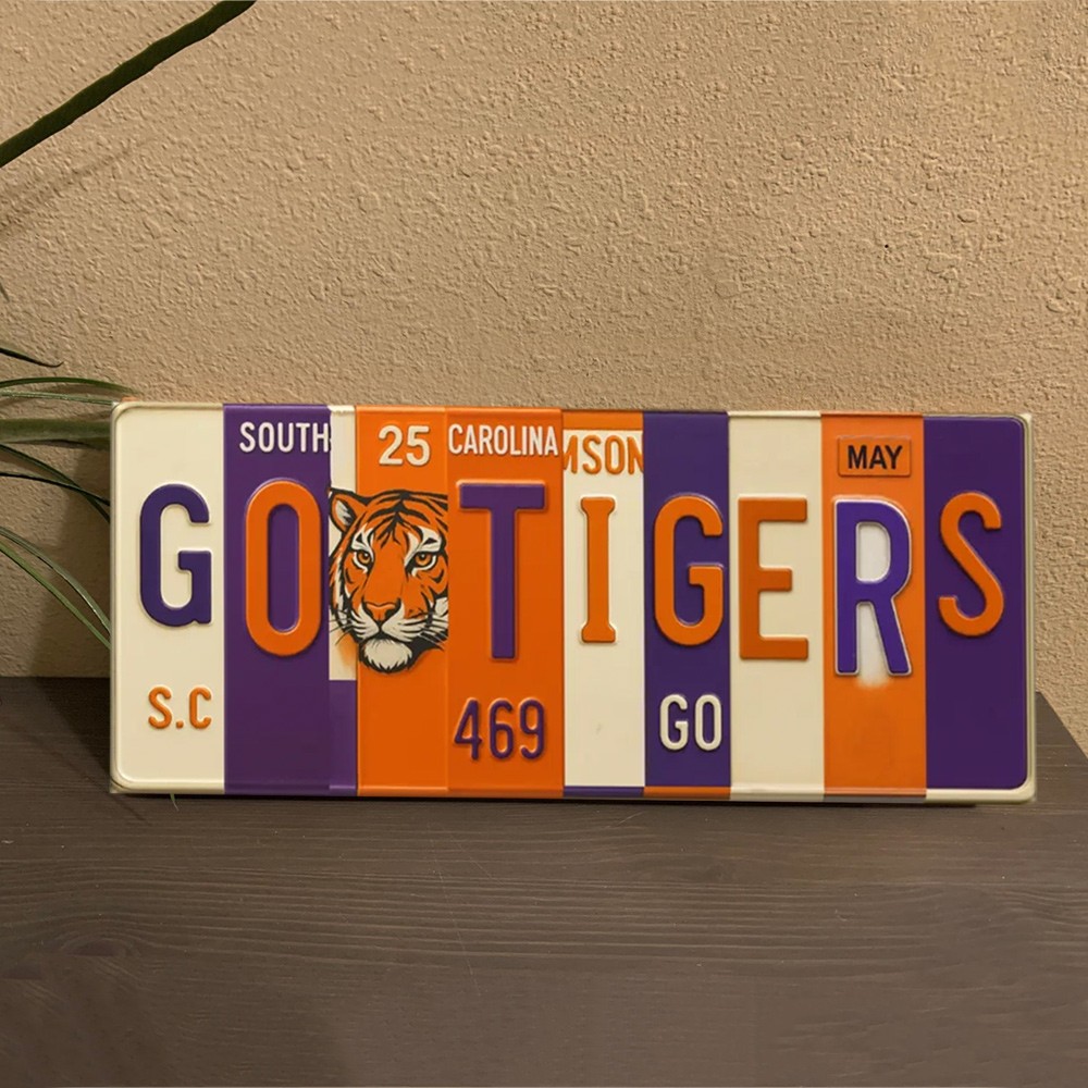Go Tigers License Plate Sign – Clemson Wall Art Game Day Decor Christmas Gift