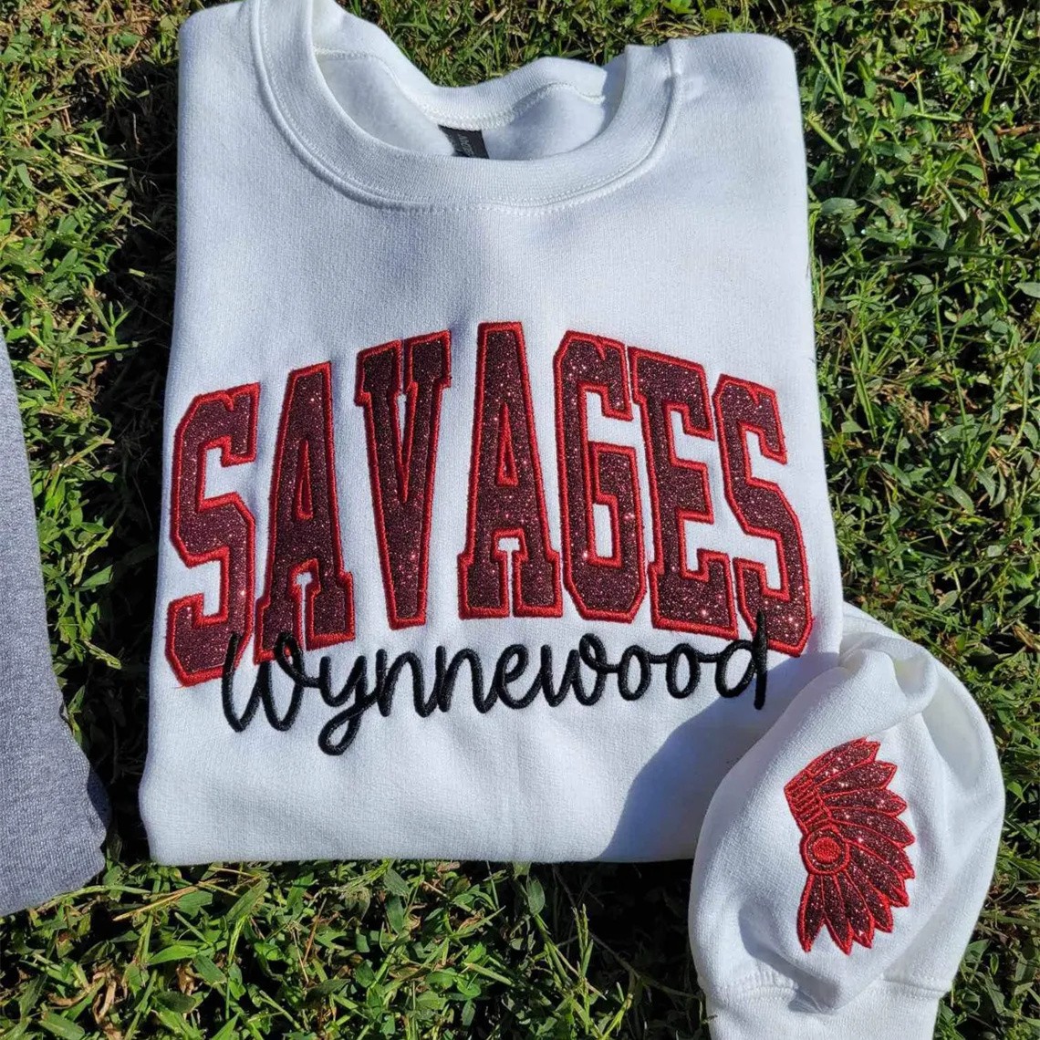 Game Day Custom Embroidered Glitter Team Sports Sweatshirt School Spirit Shirt Christmas Gift
