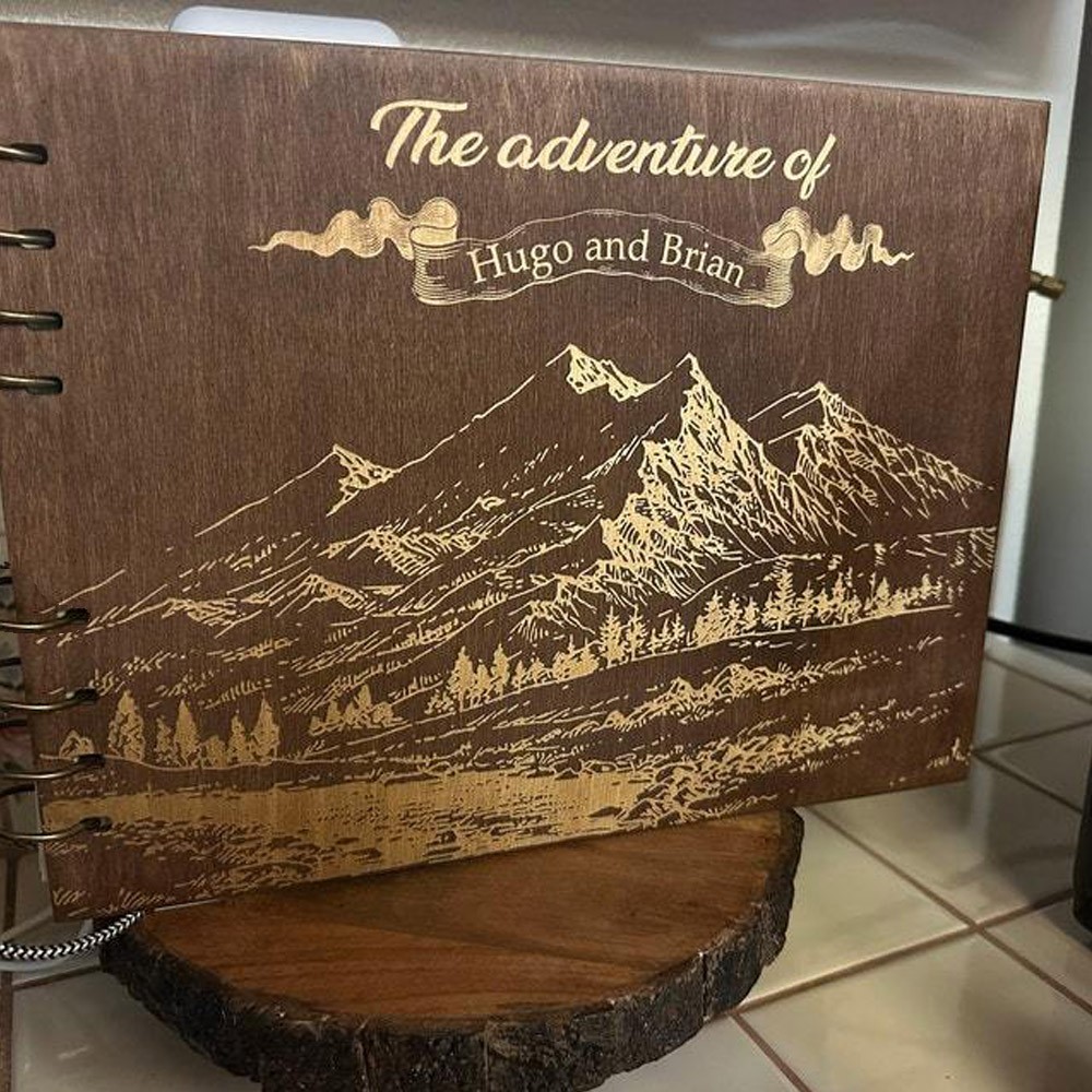 Personalized Travel Scrapbook Wooden Photo Album Adventure Book For Couple Valentine's Day Anniversary Gift