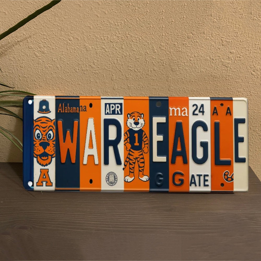 War Eagle License Plate Sign – Auburn Tigers Wall Art Game Day Decor Christmas Gift