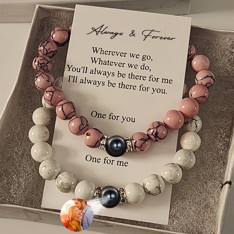 Custom Handmade Couples Projection Bracelet With Magnetic Design For Anniversary Gifts