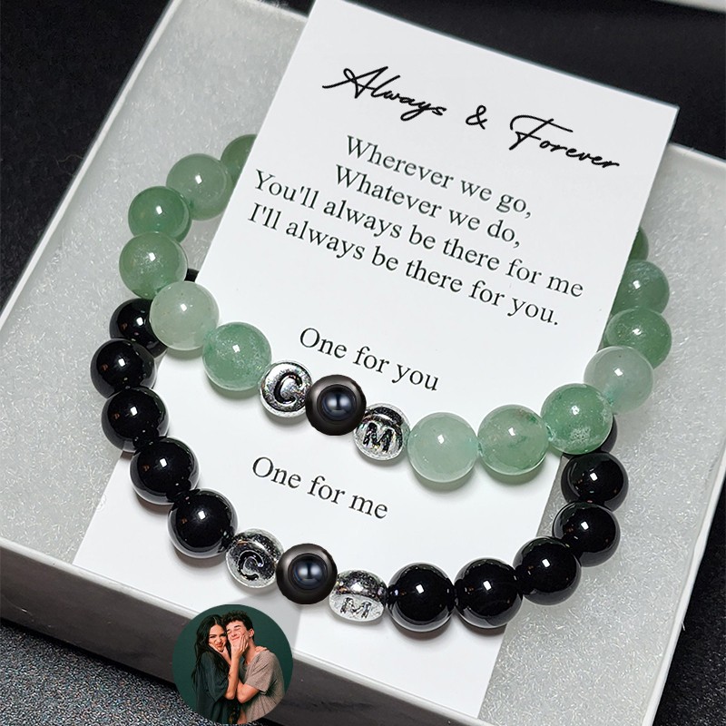 Personalized Photo Projection Charm Matching Bracelets With Memory For Her Wedding Day Gifts