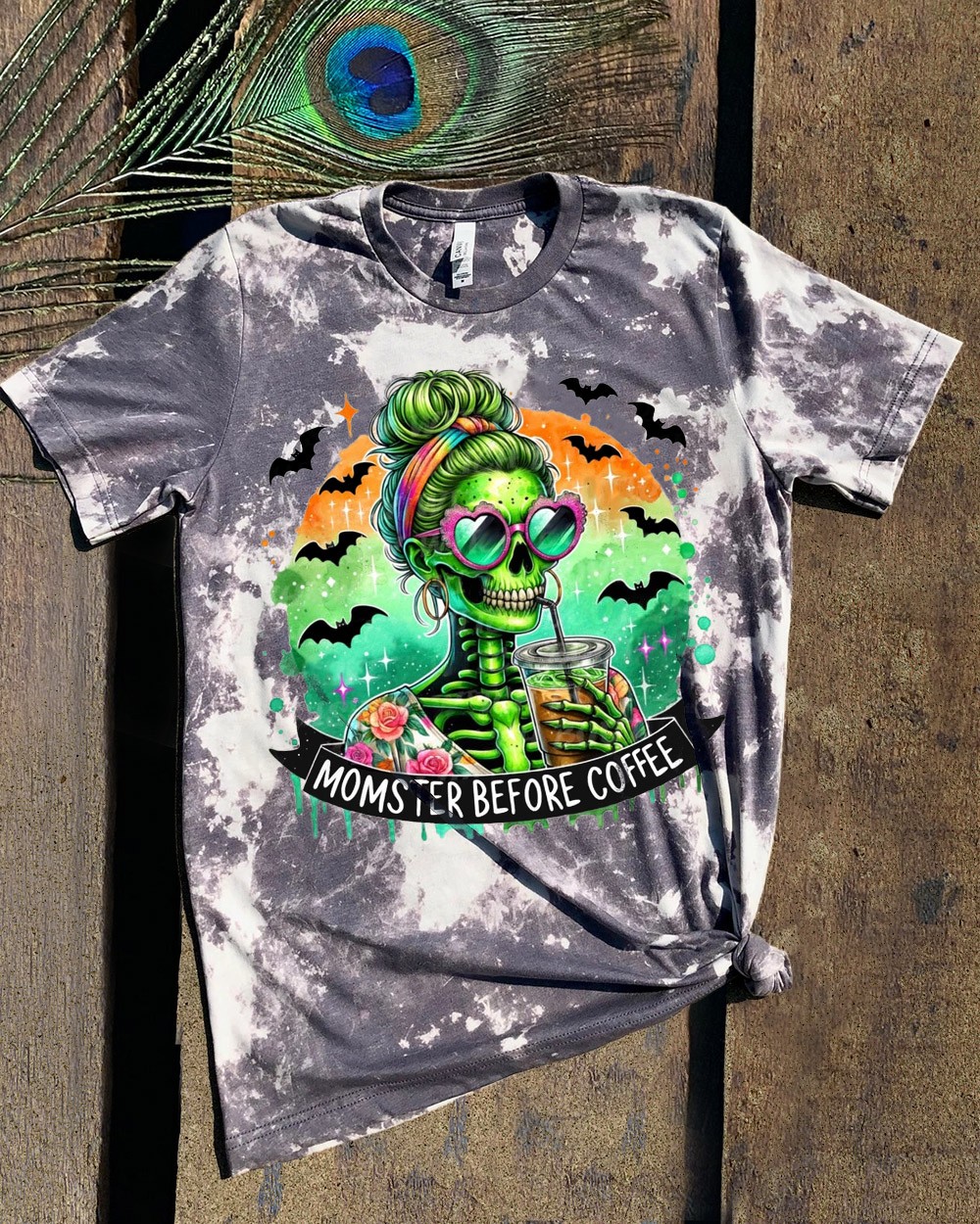 Momster Coffee Skeleton Vintage Sweatshirt Hoodie For Halloween Gift Ideas