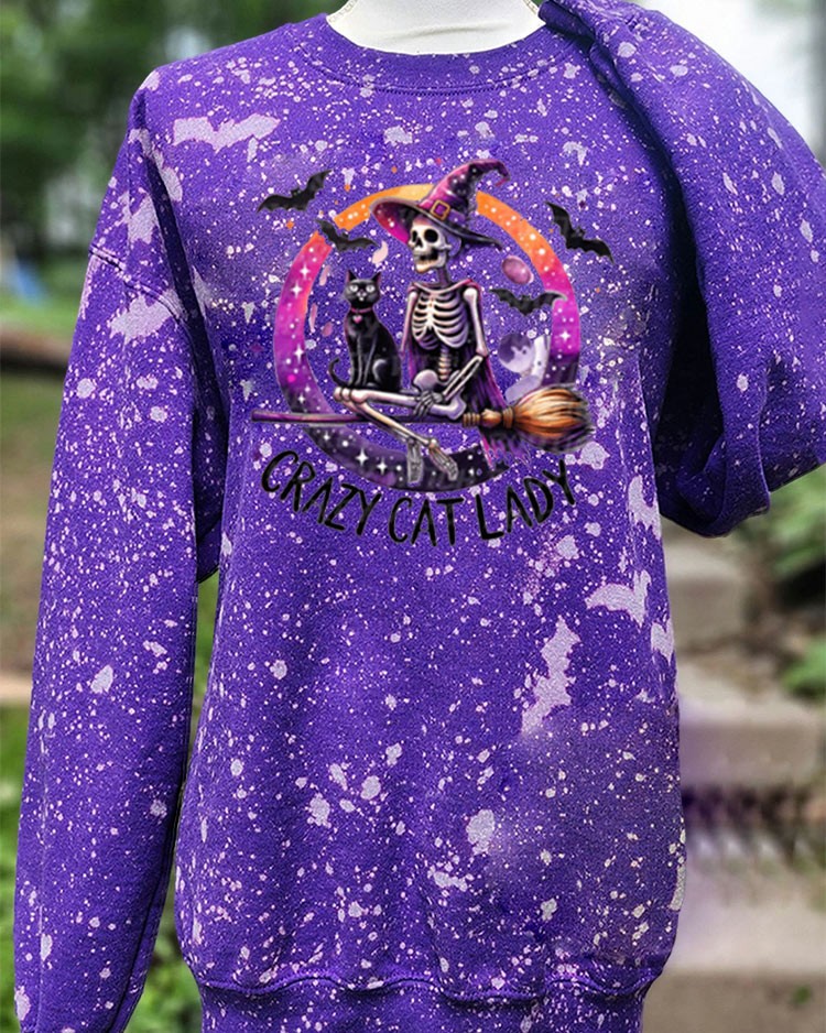 Crazy Cat Lady Witch Sweatshirt Hoodie For Halloween Gift Ideas