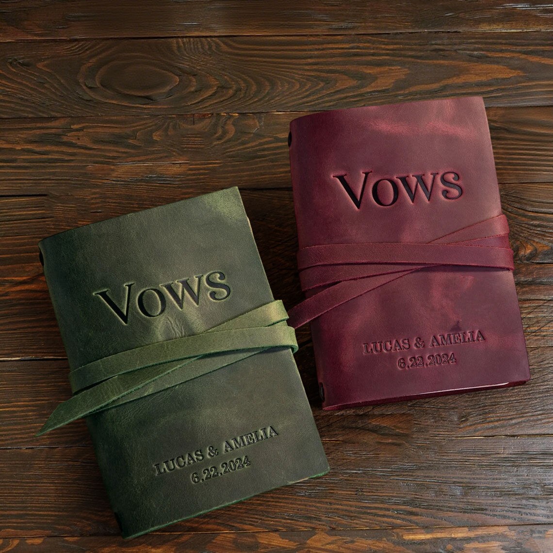 Custom Leather Vow Books Gifts for Couple Anniversary Valentines Day