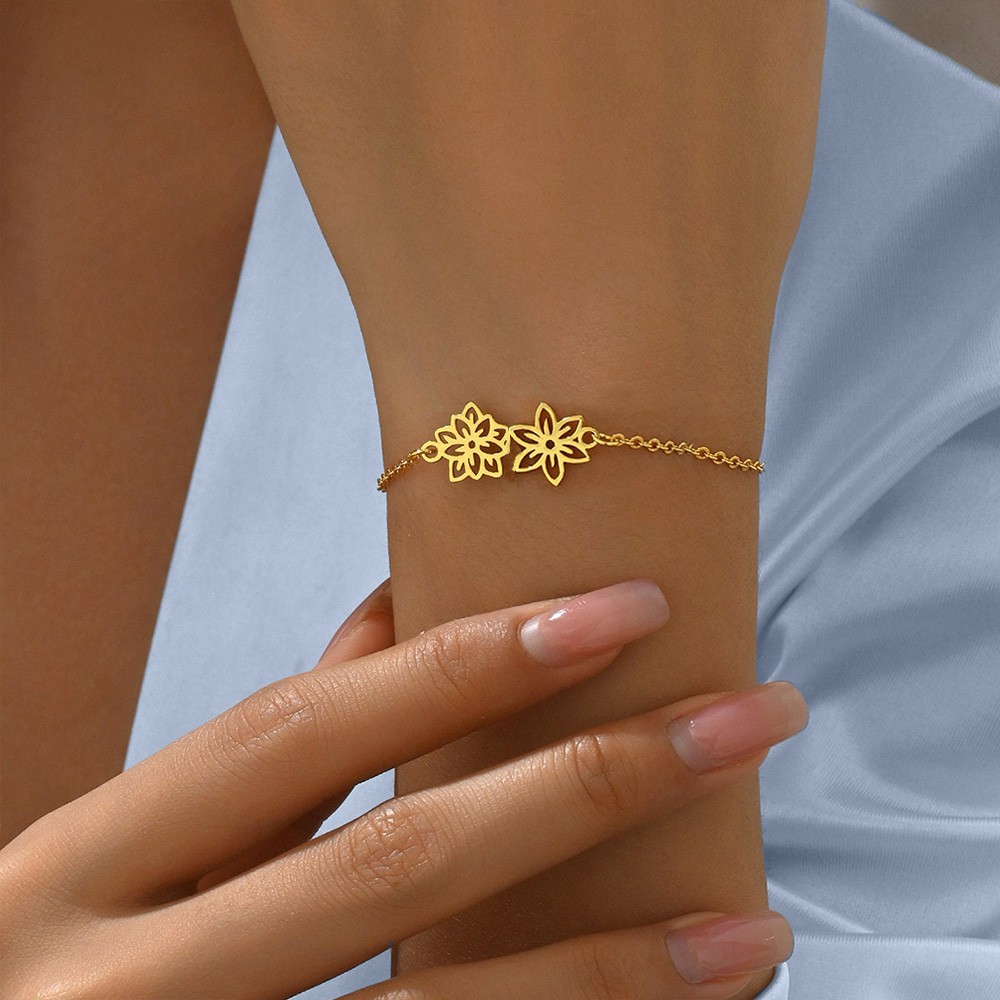 Personalized Birth Month Flower Bracelet Jewelry Gift For Mom Grandma Mother's Day