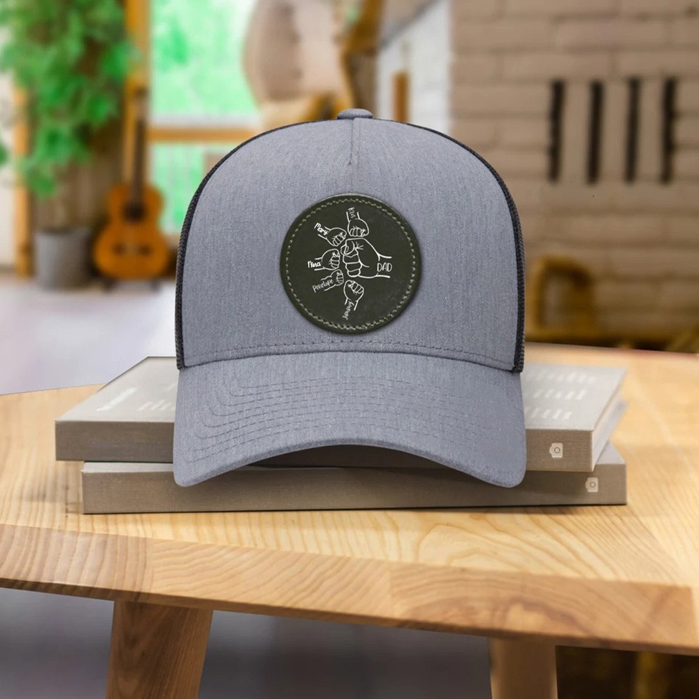 Personalized Fist Bump Cap with Kids Names For Dad Father's Day Gift