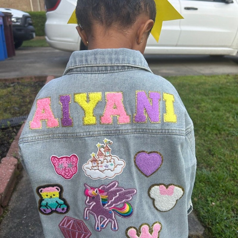 Personalized Letter Patch Jean Jacket With Name For Kids Girls Gift