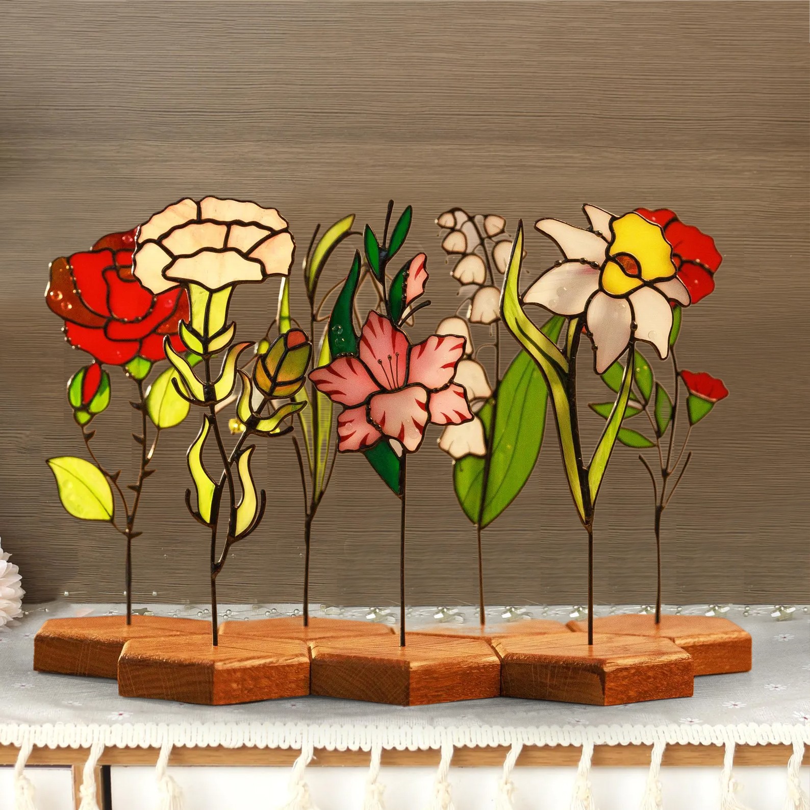 Personalized Birth Month Flower Garden Plant Stake For Mom or Grandma Gift