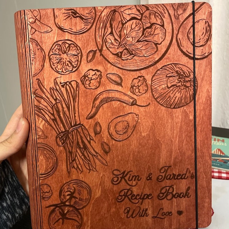 Custom Wood Recipe Book Blank Binder Cookbook For Christmas Family Anniversary Gift