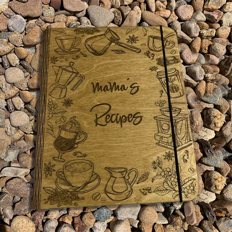 Personalized Wood Recipe Book Blank Binder Cookbook For Family Christmas Anniversary Gift