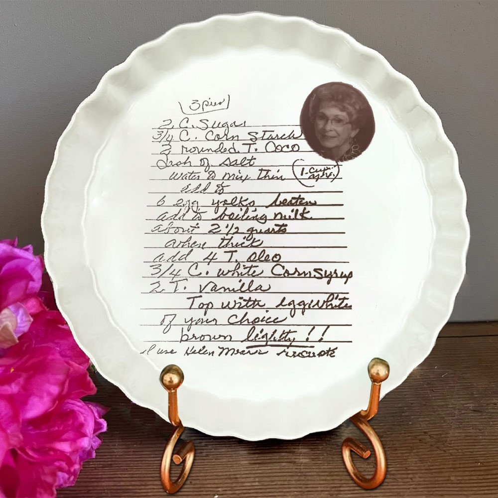 Personalized Handwritten Recipe Plate With Photo For Family Christmas Keepsake Gift
