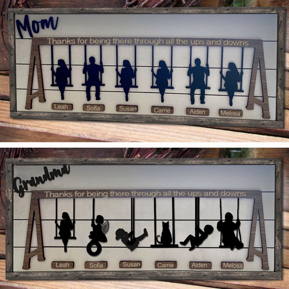 Custom Family Swing Set Sign Thank You for the Ups and Downs For Mom Grandma Christmas Gift