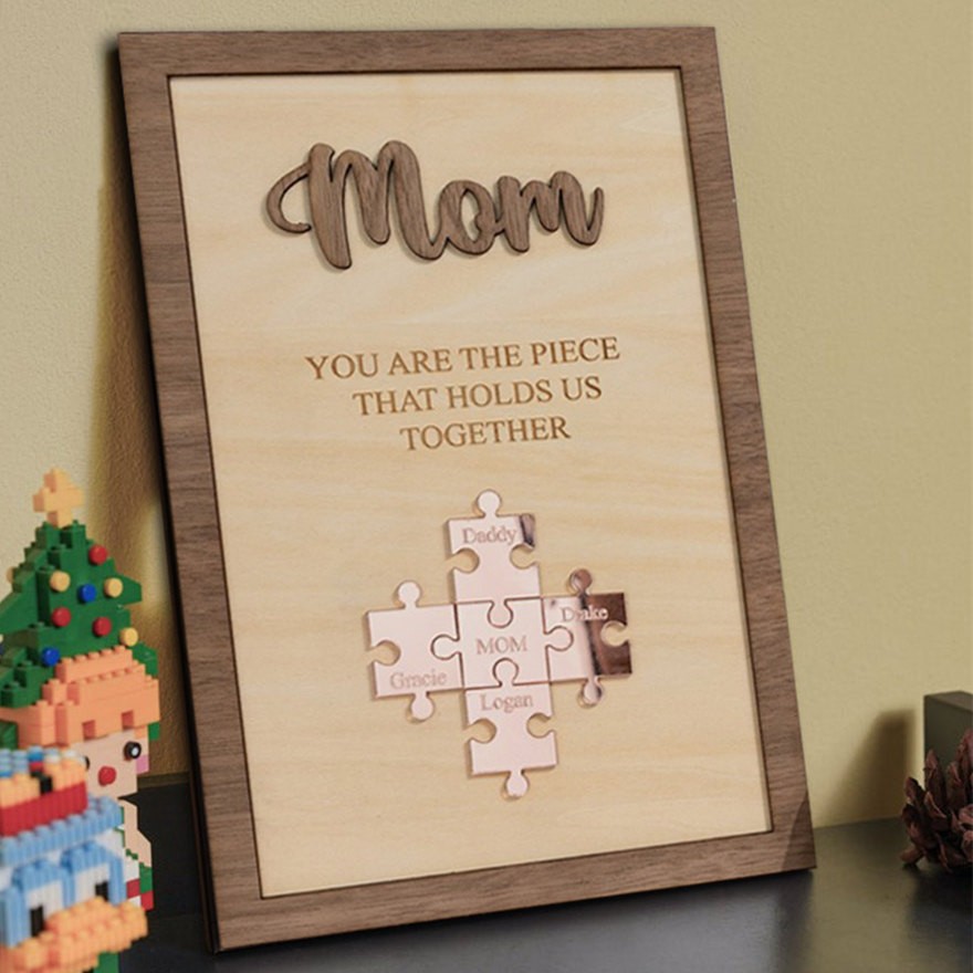 Custom Mom Puzzle Sign with Name Piece That Holds Us Together For Mother's Day Gift