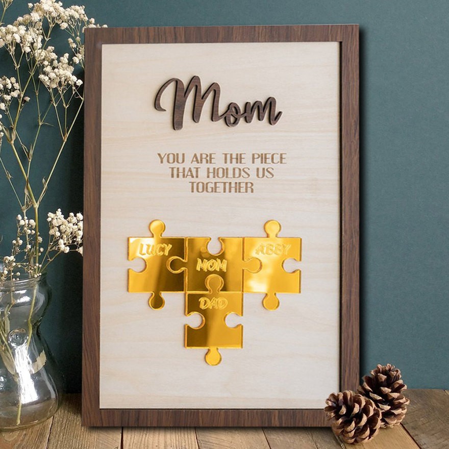 Custom Mom Puzzle Sign with Name Piece That Holds Us Together For Mother's Day Gift