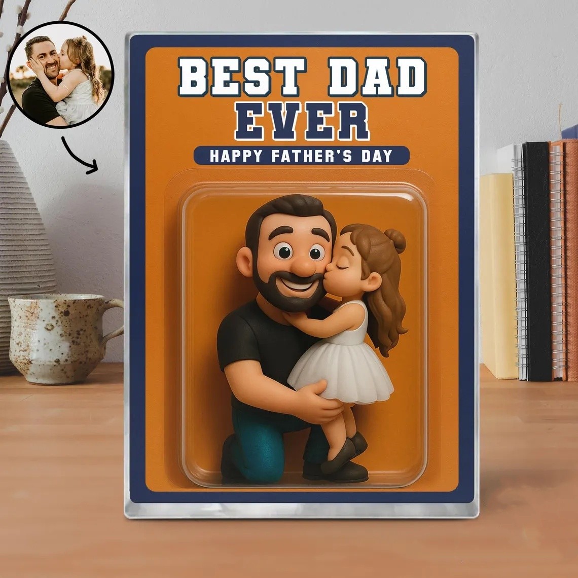 Custom Photo Dad And Kids Action Figure Acrylic Block For Father's Day Gift