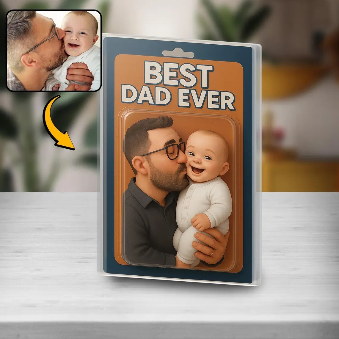 Custom Photo Dad And Kids Action Figure Acrylic Block Best Dad Ever Plaque For Father's Day Gift