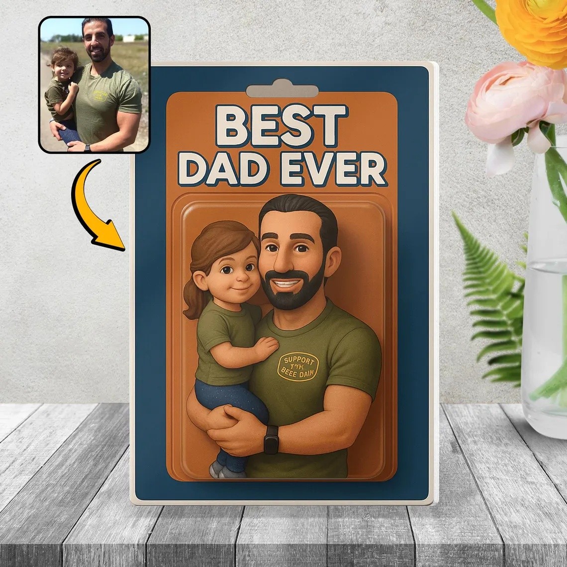 Custom Photo Dad And Kids Action Figure Acrylic Block Best Dad Ever Plaque For Father's Day Gift