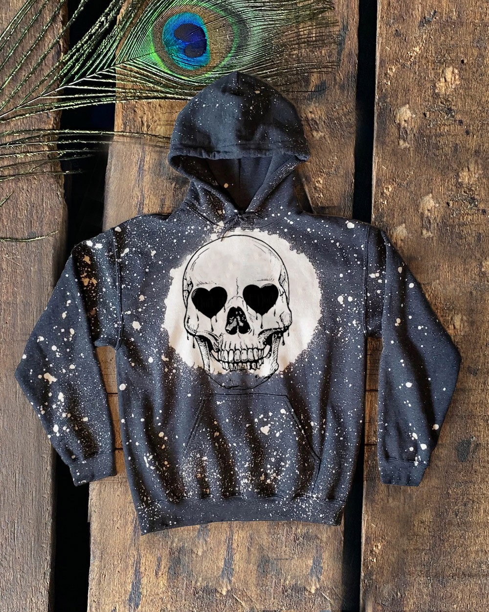 Skull and Hearts Vintage Sweatshirt Hoodie For Halloween Gift Ideas