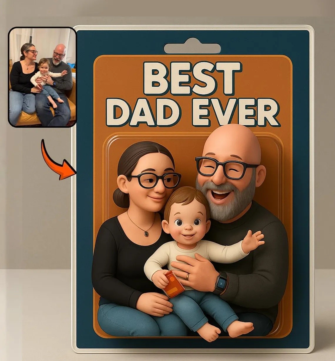 Custom Photo Dad And Kids Action Figure Acrylic Block Best Dad Ever Plaque For Father's Day Gift