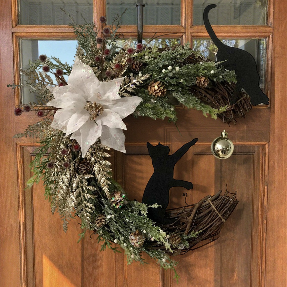 Christmas Black Cat Wreath