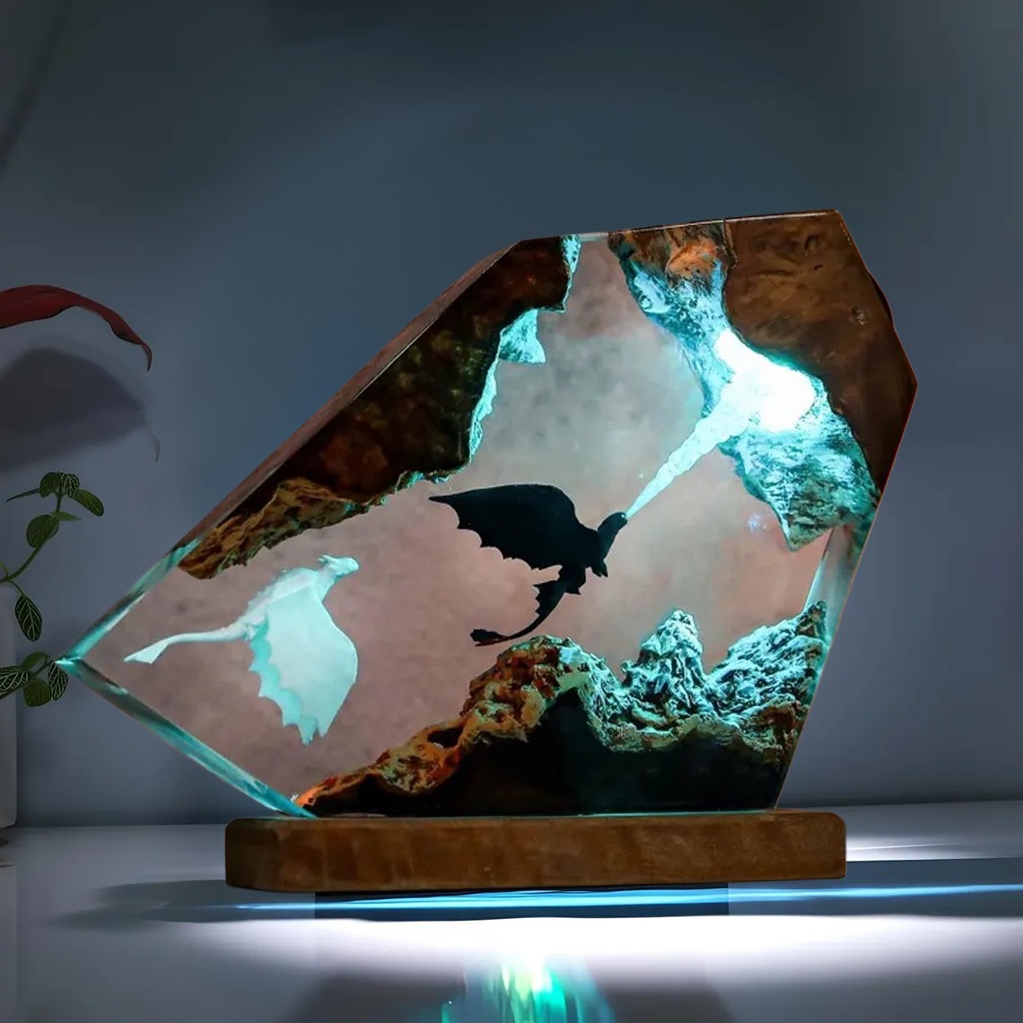Handmade Flying Dragon Resin Lamp Christmas Couple Gift for Him or Her