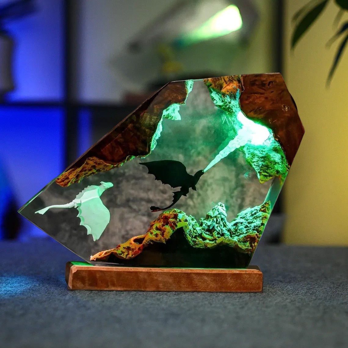 Handmade Flying Dragon Resin Lamp Christmas Couple Gift for Him or Her