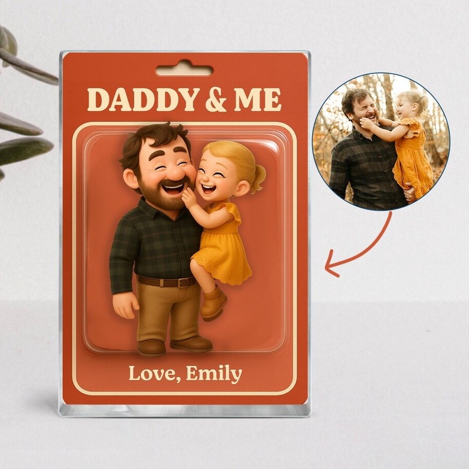 Custom Photo Dad And Kids Action Figure Acrylic Block Best Dad Ever Plaque For Father's Day Gift