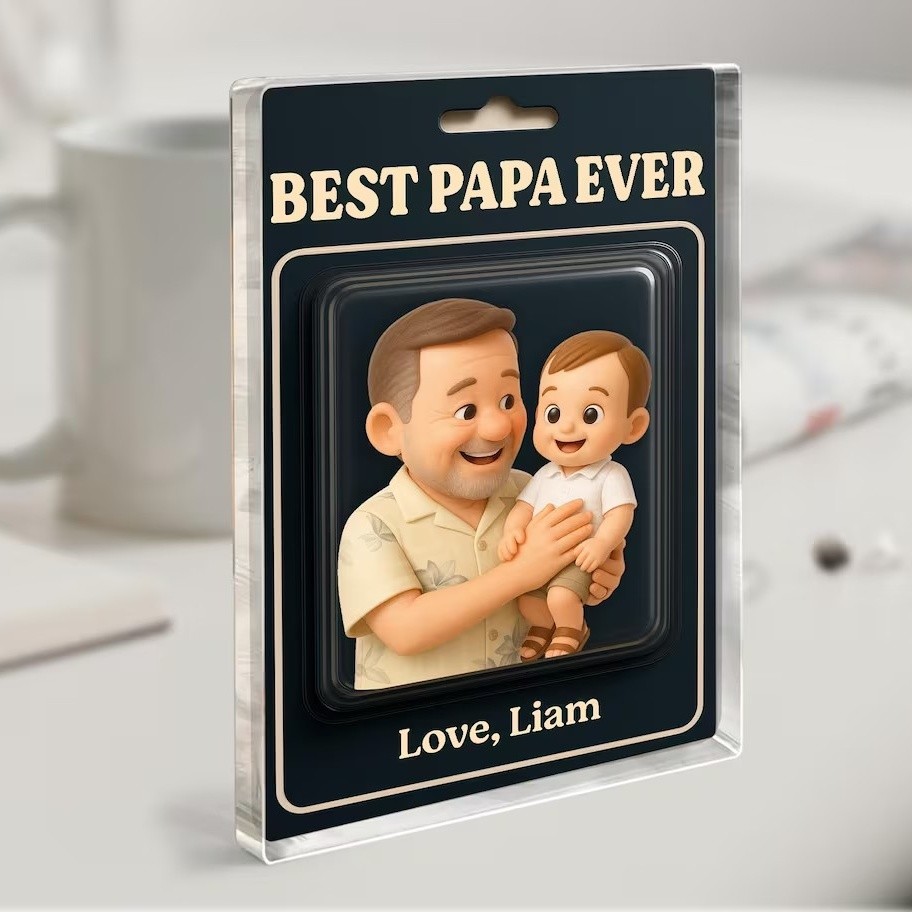 Custom Photo Dad And Kids Action Figure Acrylic Block For Father's Day Gift