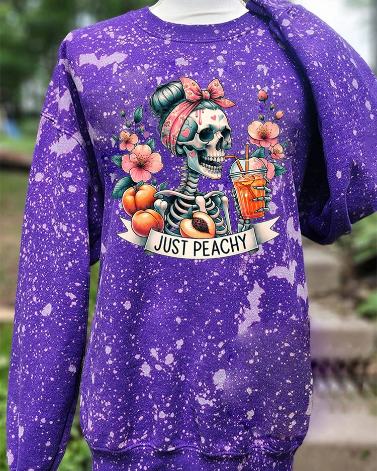 Just Peachy Skeleton Sweatshirt Hoodie For Halloween Gift Ideas