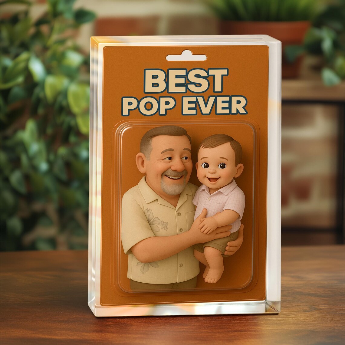 Personalized Photo Dad And Kids Action Figure Acrylic Block For Father's Day Gift