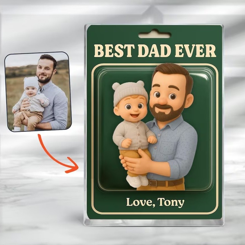 Custom Photo Dad And Kids Action Figure Acrylic Block For Father's Day Gift