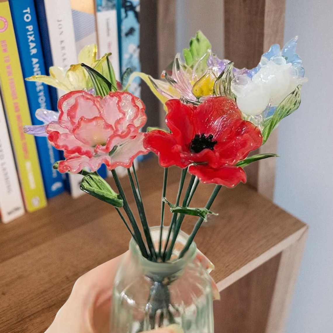 Glass Birth Month Flower Jan to Dec Unique Mother's Day Gift For Mom or Grandma