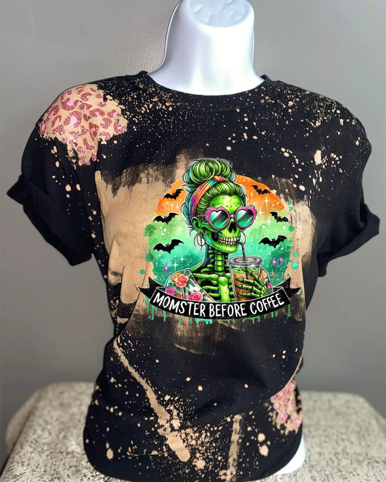 Halloween Momster Coffee Skeleton Sweatshirt Hoodie For Gift Ideas