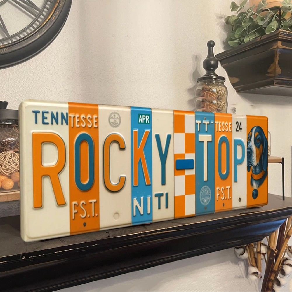 Rocky Top License Plate Sign – Tennessee Volunteers Wall Art Game Day Decor Christmas Gift