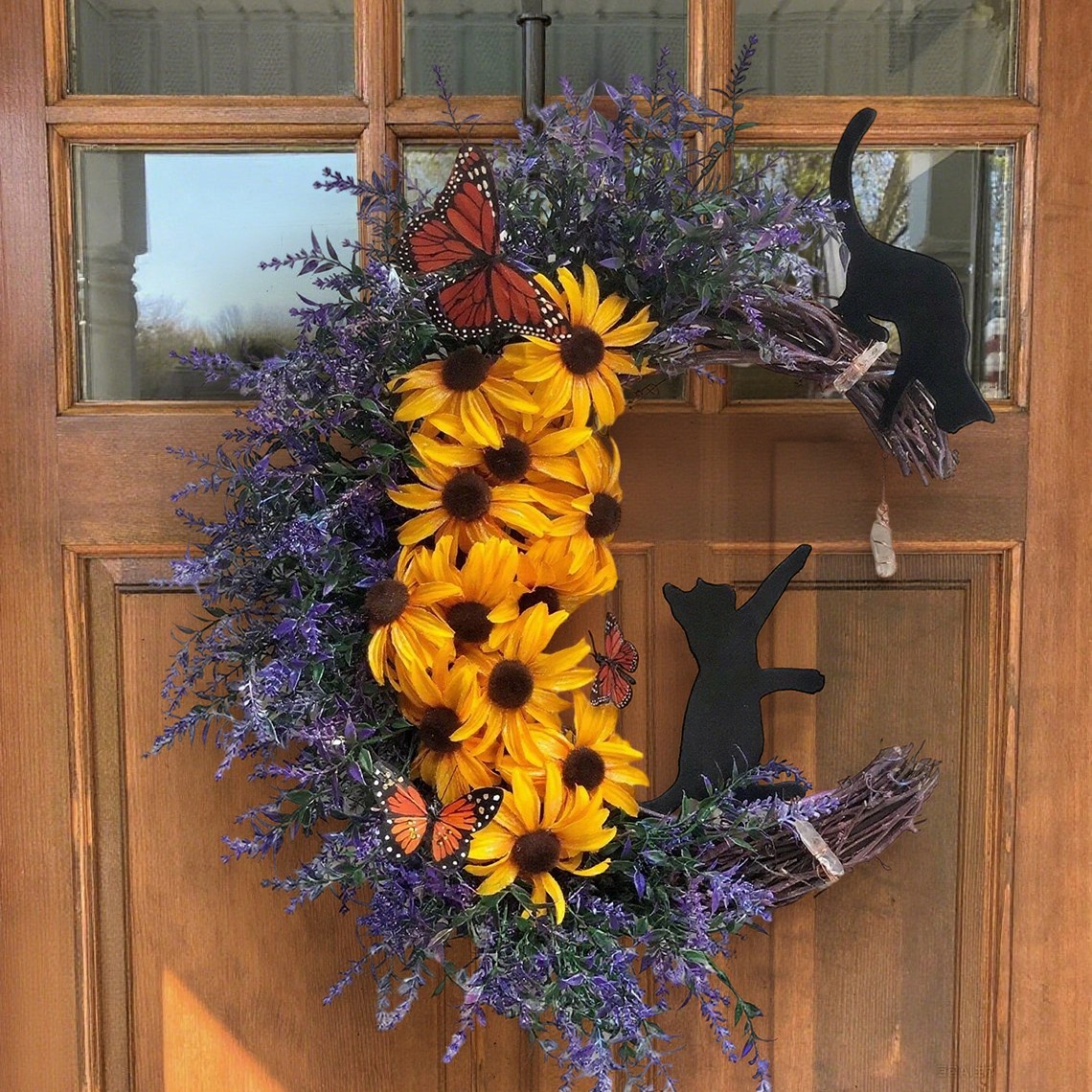 Christmas Black Cat Moon Wreath