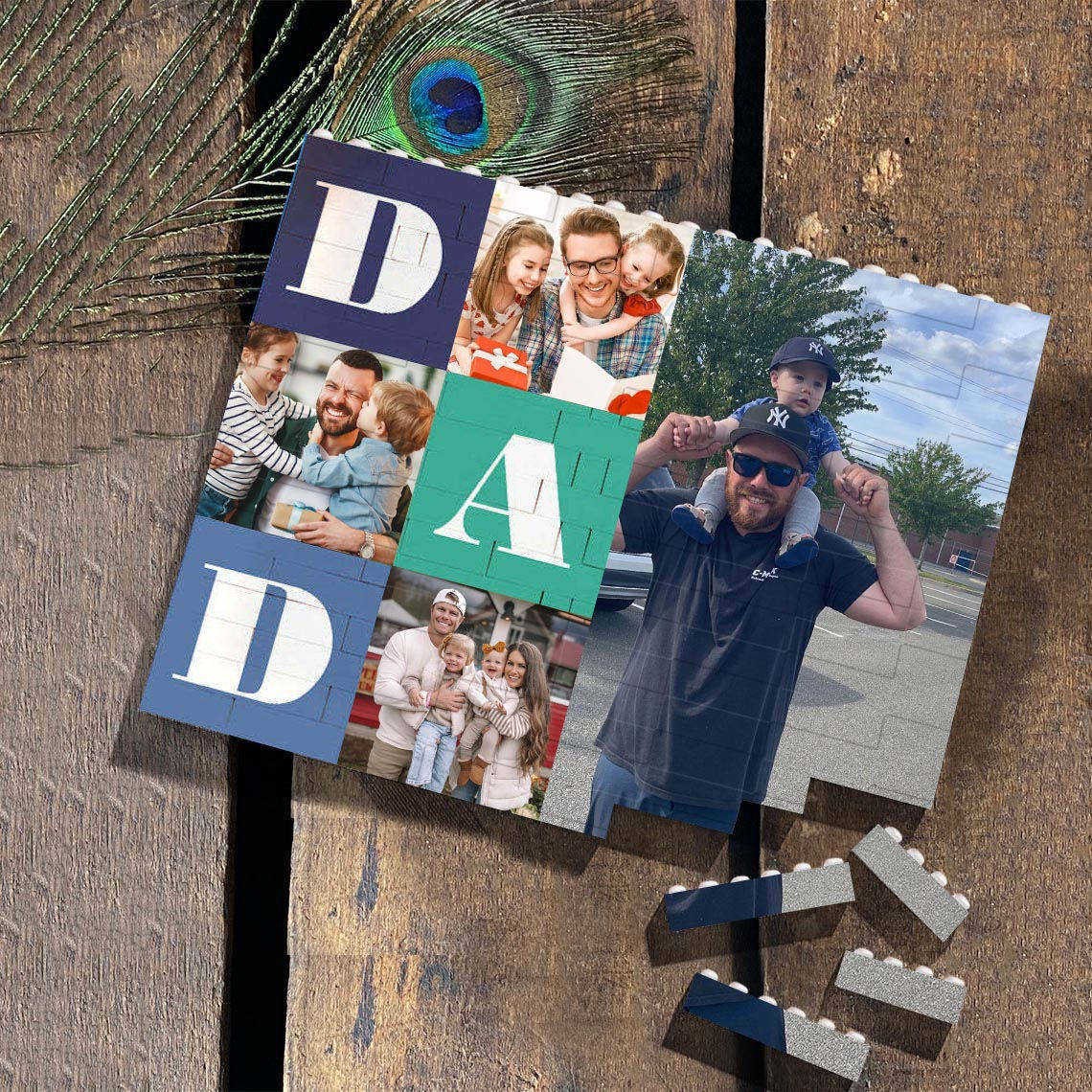 Personalized Photo Building Block Puzzle For Dad Father's Day Gift