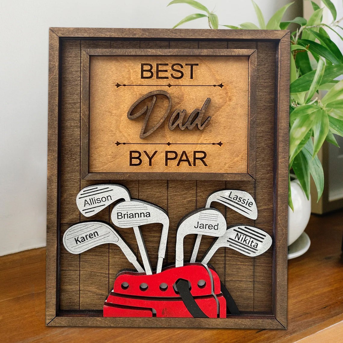 Personalized Dad Golf 3D Wooden Sign Best Dad By Par Father's Day Golf Lover Gift