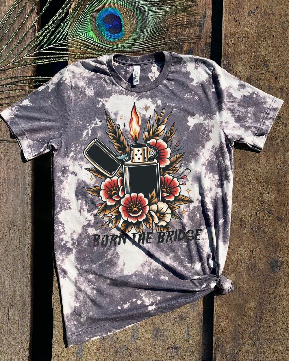 Burn the bridge Bleached Vintage Sweatshirt Hoodie For Halloween Gift Ideas