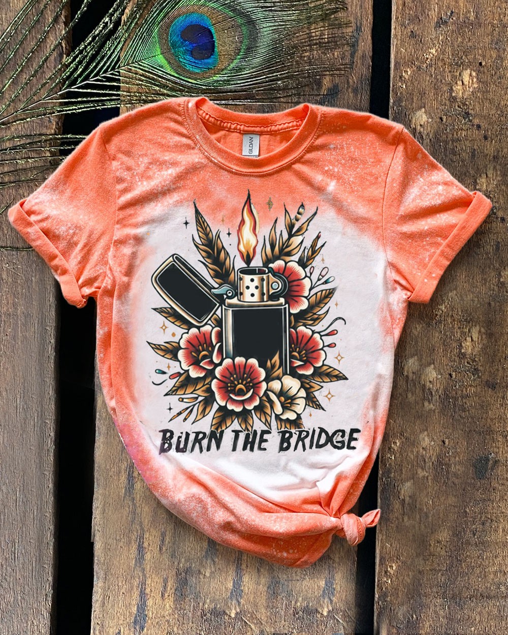 Burn the bridge Bleached Vintage Shirt Sweatshirt Hoodie For Gift Ideas
