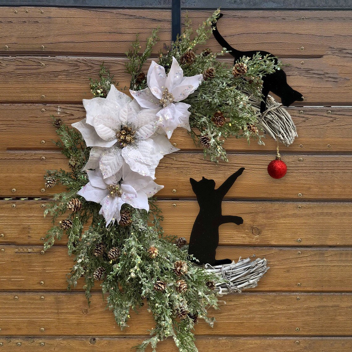 Christmas Black Cat Moon Wreath