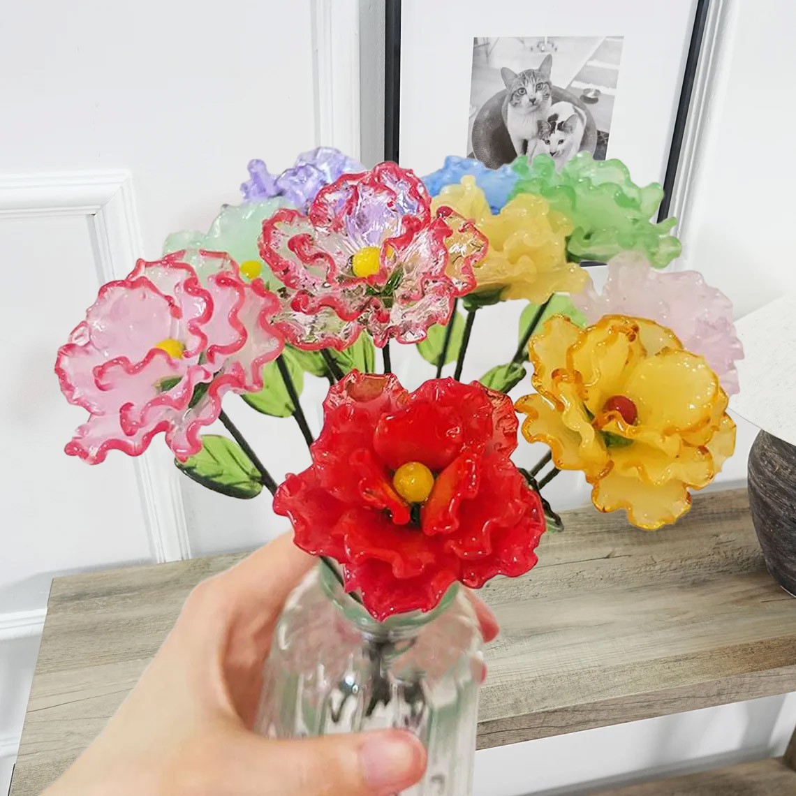 Custom Glass Birth Month Flower Jan to Dec Unique Mother's Day Gift For Mom or Grandma