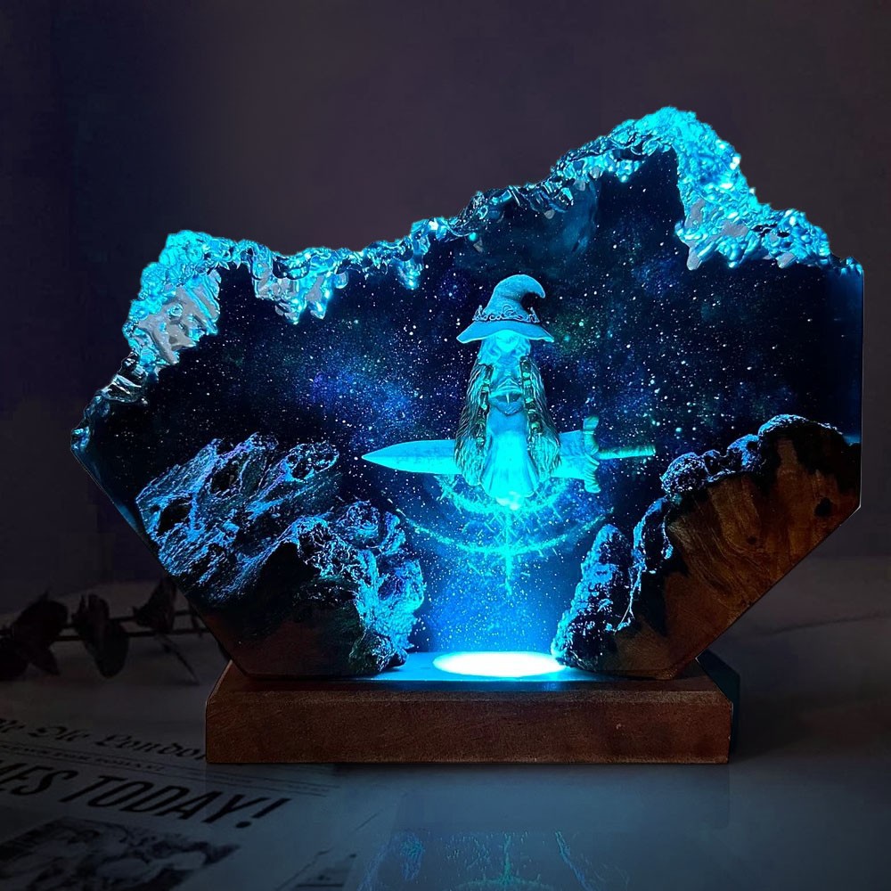 Resin Wood Table Lamp Art Home Decor