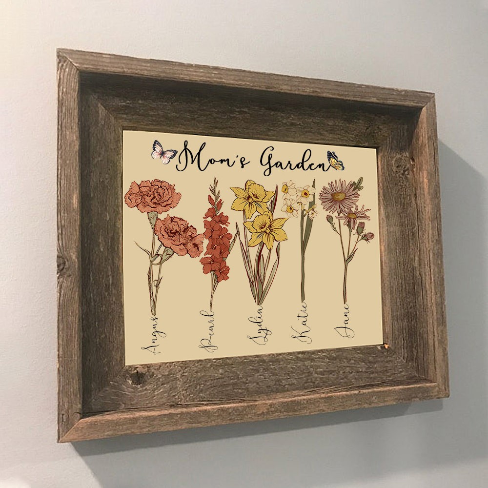 Custom Birth Flower Frame Home Art For Mom Grandma Family Christmas Gift Ideas