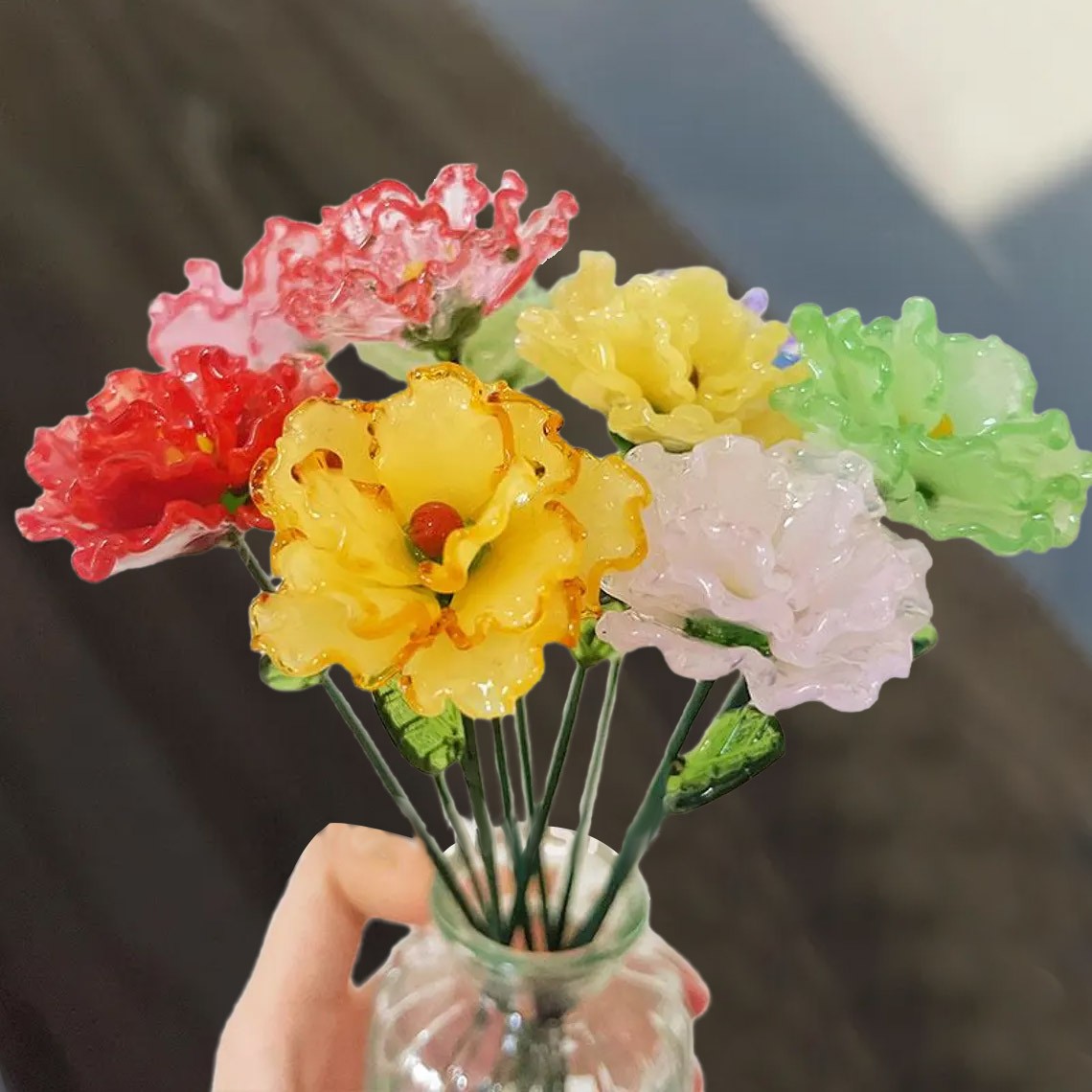 Custom Glass Birth Month Flower Jan to Dec Unique Mother's Day Gift For Mom or Grandma