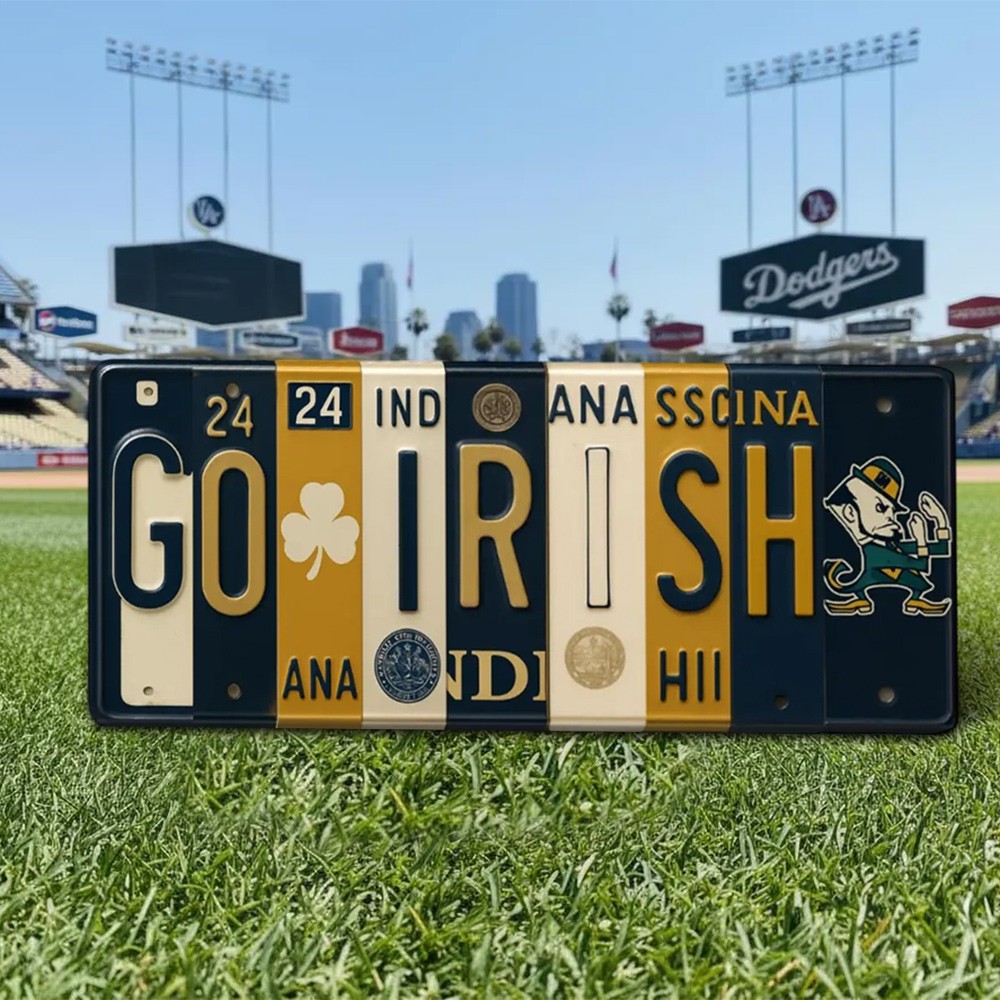 Go Irish License Plate Sign – Notre Dame Fighting Irish Wall Art Game Day Decor Christmas Gift