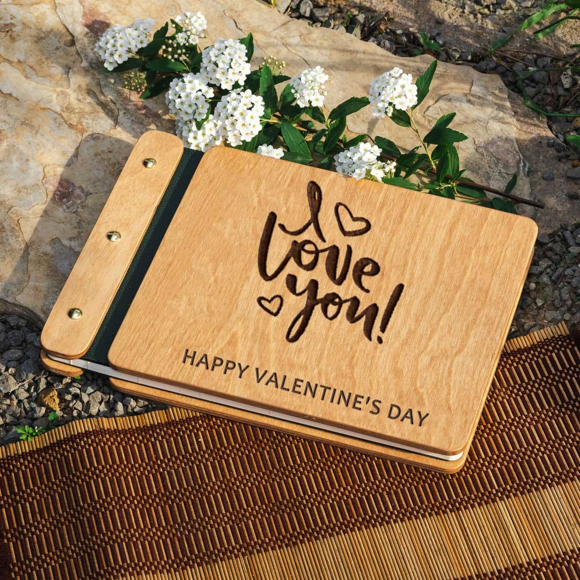 Our Wooden Adventure Book Personalized Leather Photo Album For Valentine's Day Anniversary Gift Ideas