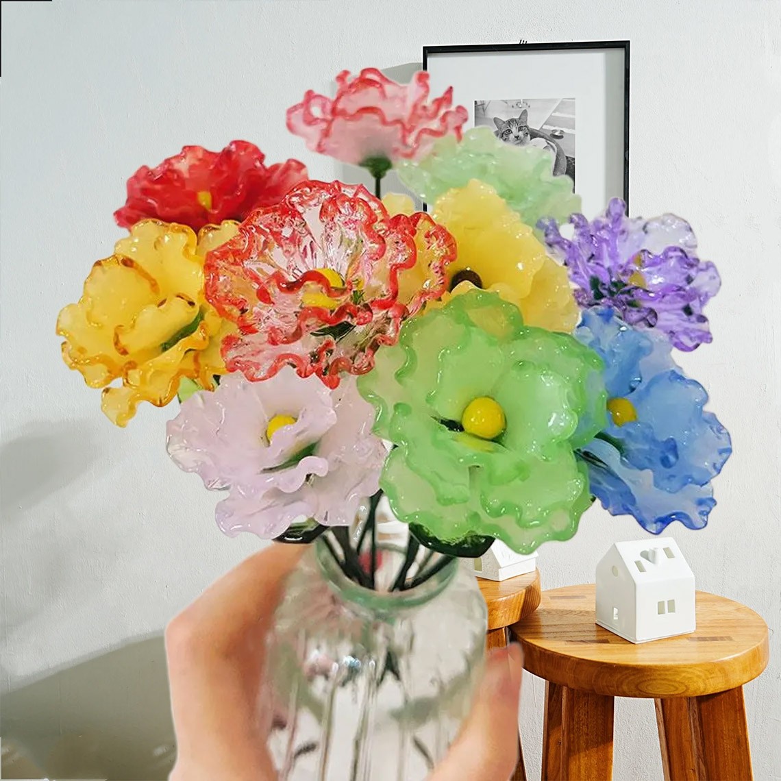 Custom Glass Birth Month Flower Jan to Dec Unique Mother's Day Gift For Mom or Grandma